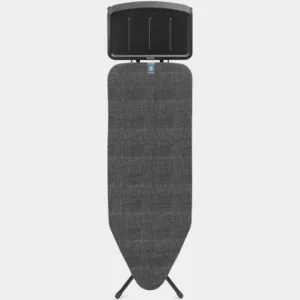 Brabantia - Bügelbrett C - für Dampfbügeleisen - XL-Dampfbügelbrett - Höhenverstellbar - für Links- oder Rechtshänder - Solider Vierfußrahmen - Bügeleisen bis 15 cm - Denim Black - 124 x 45 cm