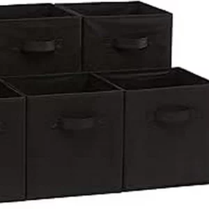 Amazon Basics Faltbare Aufbewahrungsboxen aus Stoff mit Griffen 6x Schwarz
