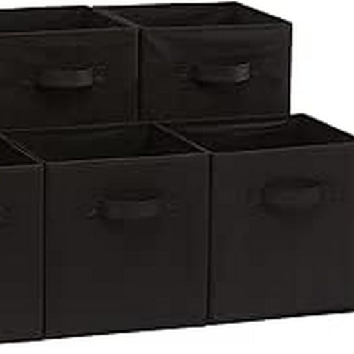 Amazon Basics Faltbare Aufbewahrungsboxen aus Stoff mit Griffen 6x Schwarz