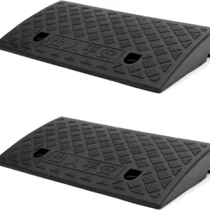 QWORK® 2 Stück Bordsteinrampen Aus Kunststoff, Auffahrrampe, Für Rollstühle, Motorräder, 49 X 27 X 7 cm