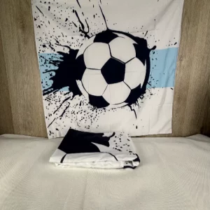 MUSOLEI Fussball Bettwäsche 135x200 Jungen Mikrofaser-Polyester 2-teilige Kinderbettwäsche Fussball 3D Druck für Jungen Fußball Bettbezug 135x200 und 1 Kissenbezug 80x80cm Kinder, blau
