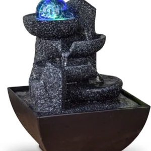 Zen Light SCFR22-C3 Innen geschlossener Kreislauf -Tischbrunnen, farbenfrohe LED -Licht, 18cm Höhe, Kastanie