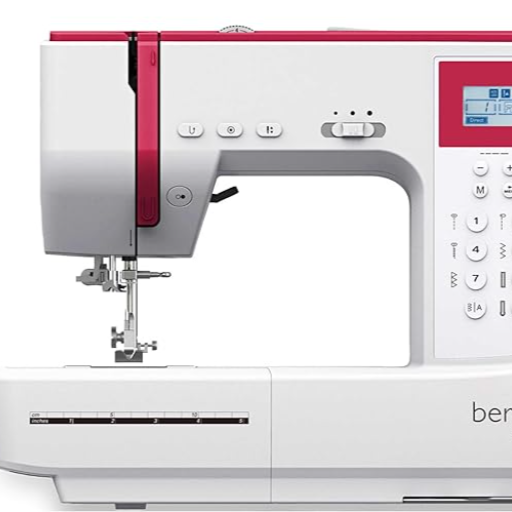 Bernette Sew&GO8 - Computer-Nähmaschine mit 197 Nähprogramme, Freiarm, Multifunktionsdisplay, Nähen, Patchen, Quilten, White/Red