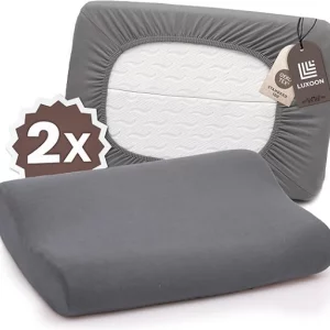 Luxoon Kissenbezug für Gesundheitskissen  95% Baumwolle / 5% Elasthan, Atmungsaktiv und Hautfreundlich, Waschbar, Für Komfort und Hygiene 2er Pack 30-45 x 50-65 cm, Anthrazit