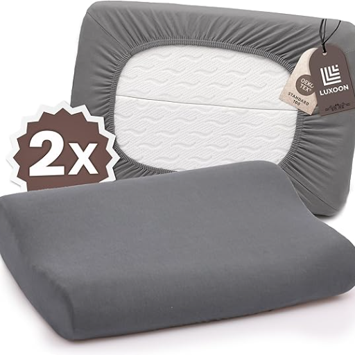 Luxoon Kissenbezug für Gesundheitskissen 95% Baumwolle / 5% Elasthan, Atmungsaktiv und Hautfreundlich, Waschbar, Für Komfort und Hygiene 2er Pack 30-45 x 50-65 cm, Anthrazit