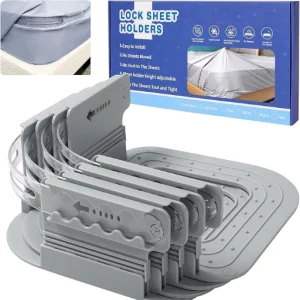 We make hope 4 Stück Bettlakenspanner, Spannbettlakenhalter mit Verschlussstreifen, rutschfeste Bettlakenhalter für Bettwannen, Bettlakenregal mit Sperrstreifen für Alle Matratzengrößen