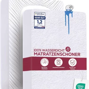 Utopia Bedding Matratzenschoner 180 x 200 x 30 cm Wasserdicht, Oeko-TEX Zertifiziert Matratzenauflage Atmungsaktive, Matratzenschutz, Rundum Elastisch Weiß
