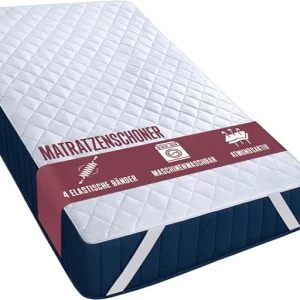 Utopia Bedding Gesteppte Matratzenauflage 160 x 200 cm, Weicher Mikrofaser-Matratzenbezug, Gesteppter Matratzenschoner Mit elastischen Bändern, 4 Eckgummis dehnbar bis zu 30 cm (Weiß)