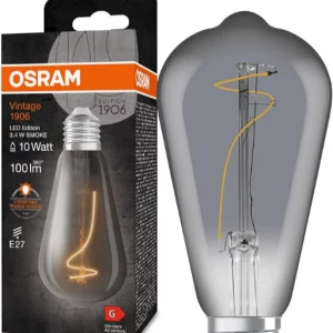 Osram LED-Lampe, Vintage-Edition, 10 Watt Ersatz, E27, ST64-shape, 1800 Kelvin, Warm Comfort Light, Klares Glas, single Pack