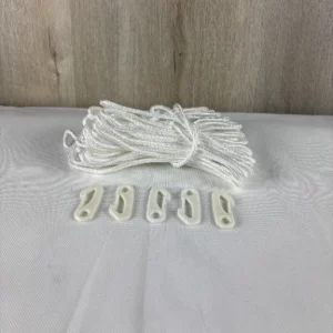 20M Fahnenseil Fahnenmast Seil mit 5 Stück Fahnenhaken, Durchmesser 6 mm Nylon Flaggenseil, Fahnenmast Seil Wetterfest, für Segelboot Garten Camping, für Haus Außenbereich, Hochwertiges (Weiß)