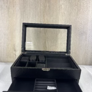 Uhren-& Schmuckschachtel schwarz Lederimitat