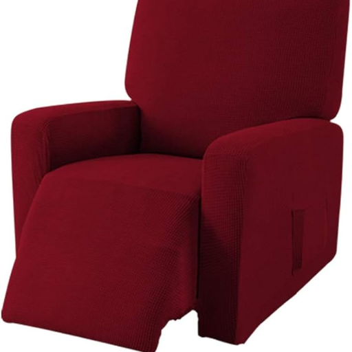 EBETA E Jacquard Sesselbezug, Sesselschoner, Stretchhusse für Relaxsessel Komplett, Elastisch Bezug für Fernsehsessel Liege Sessel (Weinrot)