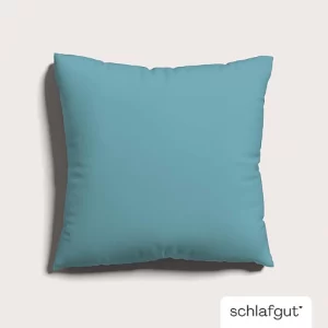 schlafgut Knitted Jersey Kissenbezug 80x80 cm Petrol Mid Uni weicher Premium Kopfkissenbezug einzeln, faltenfrei mit Elasthan