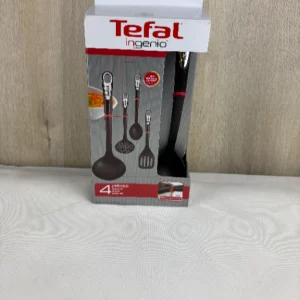 Tefal Ingenio K206S4 Küchenhelfer-Set | Suppenkelle, Gemüselöffel, Löffel, Bratwender | Kunststoff | Schwarz/Silber/Rot- 17,2 x 8,1 x 36 cm (LxBxH)C2721