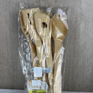 Joeji's Kitchen Küchenutensilien aus Bambus Koch Set aus Holz 6 Widerstandsfähige & stilvolle Bambus Utensilien Holzlöffel Bambusspatel geschlitzter Kochlöffel und Spatel Pfannenwender Spatel mit Loch