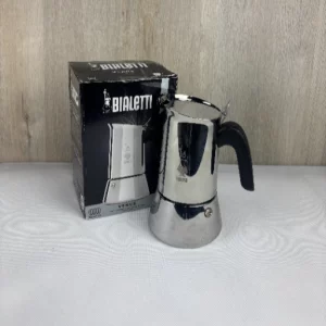 Bialetti - Neue italienische Espressomaschine Venus Induction aus Edelstahl, geeignet für alle Arten von Tellern, 4 Kaffeetassen (170 ml), Silber