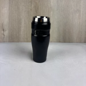 Thermos STAINLESS KING Thermobecher aus Edelstahl schwarz matt 0,47l - Coffee to Go Becher, absolut dicht, spülmaschinenfest, 7h heiß & 18h kalt, mit Haken für Teebeutel, BPA-frei