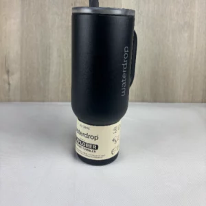 waterdrop® Thermobecher mit Strohhalm 1,1L  Auslaufsichere, robuste Trinkflasche mit aufklappbarem Trinkhalm, Hält 12h kalt, Trinkbecher mit Deckel, isolierte Edelstahlflasche, schwarz