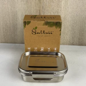 SAATVII Premium Edelstahl Lunchbox | Auslaufsicher | Spülmaschinenfest | Kinder-Brotdose mit Fächern | 780 ml | BPA-frei