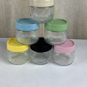 Wiederverwendbare Glasbehälter für Salatdressing, 240 ml, 6 Stück, Portionsbecher mit Deckel für Soßen, Gewürze, Gelee, Shot