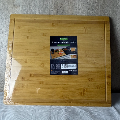 Kesper | XXL Schneideplatte | Abdeckplatte extra groß | 56 x 50 x 4 cm | Backbrett | FSC Bambus | ideal auch Schneideplatte oder Hackbrett