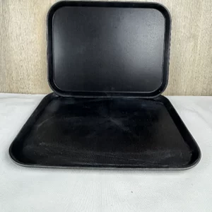 Relaxdays Serviertablett, 2er Set, rutschfeste Oberfläche, BxT: 46 x 35 cm, eckiges Kellnertablett, Gastronomie, schwarz