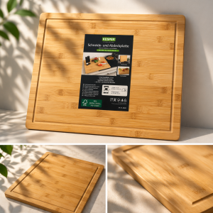 Kesper | XXL Schneideplatte | Abdeckplatte extra groß | 56 x 50 x 4 cm | Backbrett | FSC Bambus | ideal auch Schneideplatte oder Hackbrett