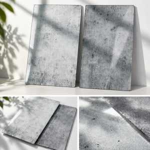 Allstar Glasabdeckplatten Beton, 2er Set, rutschfeste Herdabdeckung für Glaskeramikkochfelder in Beton-Optik, praktische Arbeitsflächenerweiterung in der Küche, Gehärtetes Glas, 30 x 52 cm, Grau