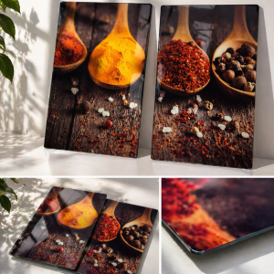Allstar Glasabdeckplatten Curry, 2er Set, aus gehärtetem Glas mit 6 rutschfesten Silikon-Füßen, hygienische Oberfläche, je 30 x 0,8 x 52 cm