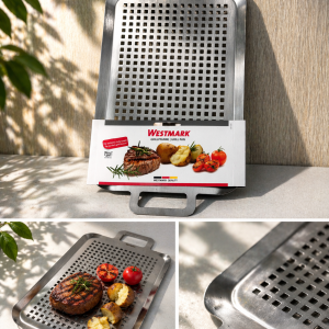 Westmark Grillpfanne flach & klein Praktisch zum Grillen von Gemüse, Fleisch und anderen Leckereien, langlebig, spülmaschinengeeigent Rostfreier Edelstahl