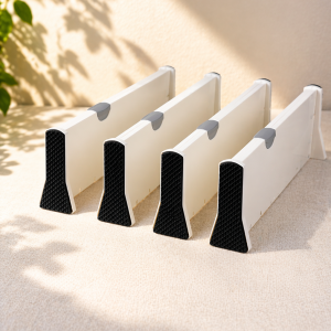BillyBath Schubladenteiler Organizers, schubladentrenner verstellbar, 4er-Set Separatoren für kleideraufbewahrung aus mesh, Kommode, Badezimmer,Küchenspeicher, Schrank, Büro, Weiß, A-Pack of 4