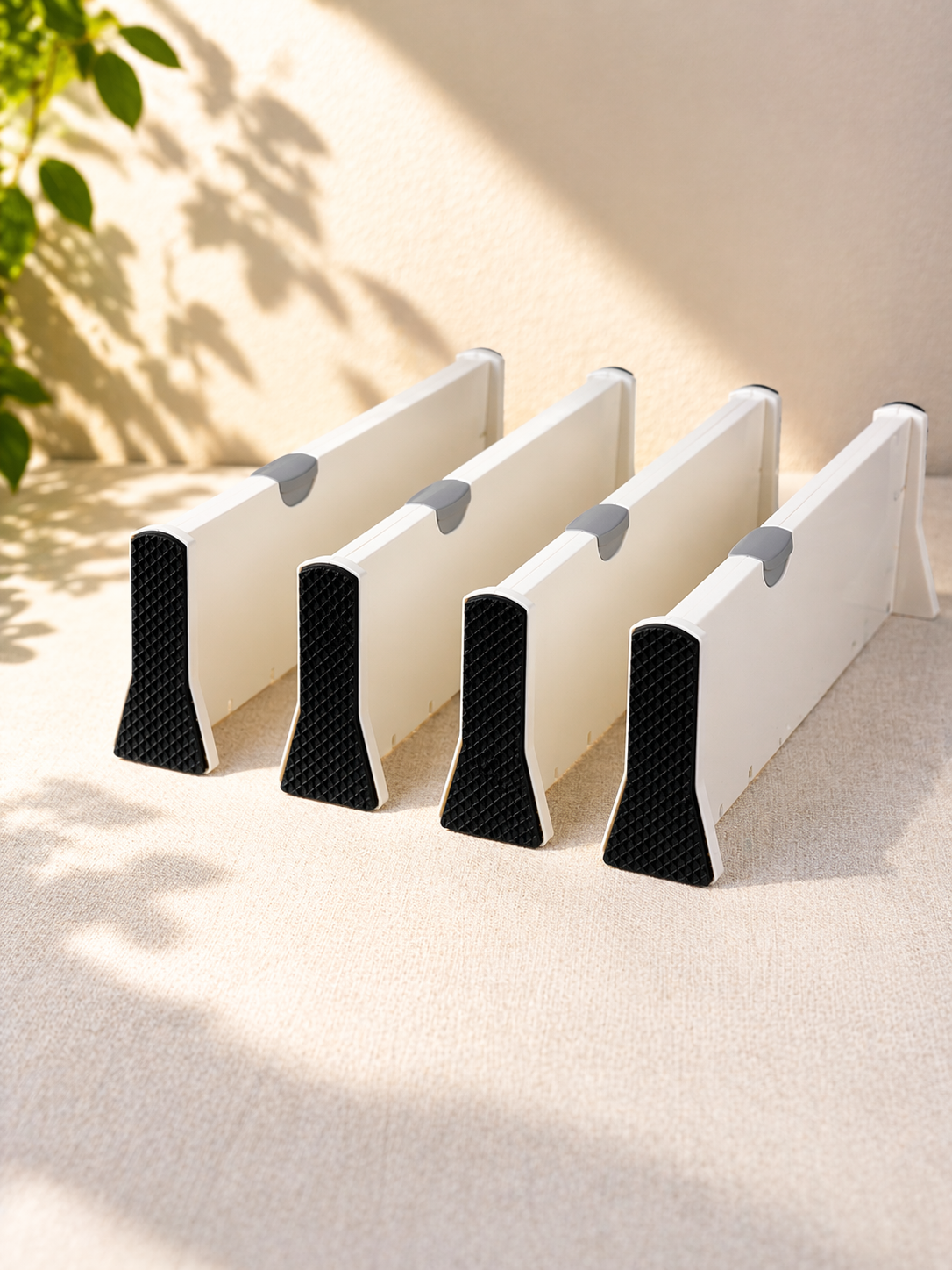 BillyBath Schubladenteiler Organizers, schubladentrenner verstellbar, 4er-Set Separatoren für kleideraufbewahrung aus mesh, Kommode, Badezimmer,Küchenspeicher, Schrank, Büro, Weiß, A-Pack of 4