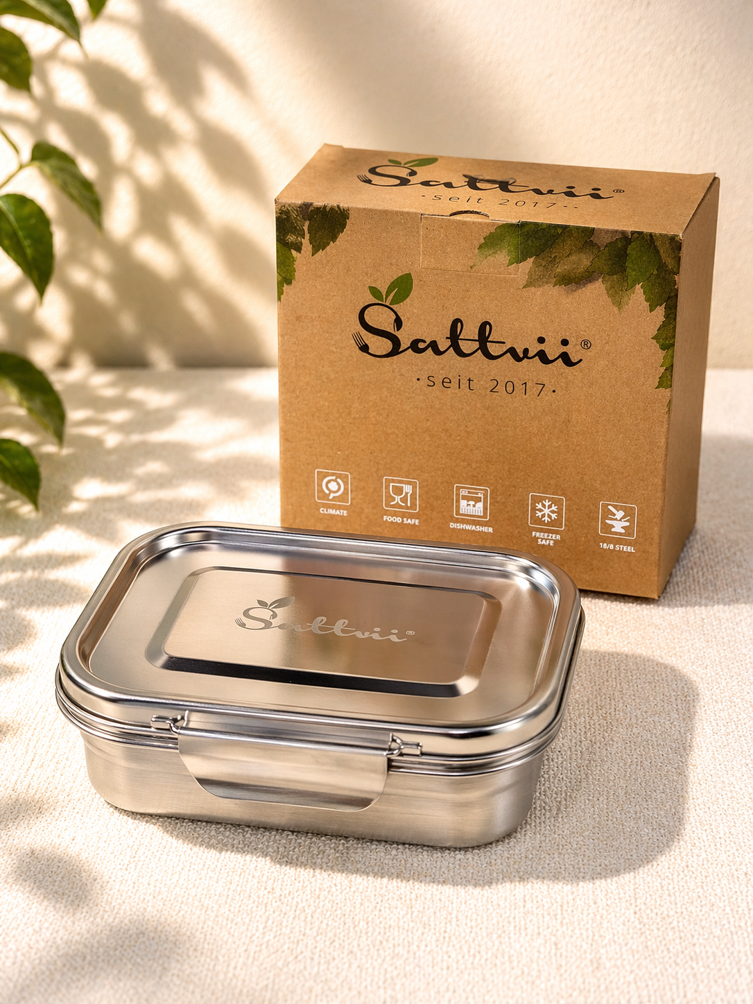 SAATVII Premium Edelstahl Lunchbox | Auslaufsicher | Spülmaschinenfest | Kinder-Brotdose mit Fächern | 780 ml | BPA-frei