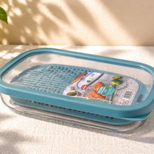 Snips, Aromabox, mealprepbox, Frischhaltedosen mit Deckel 1,5 L | Herausnehmbarer Gittereinsatz | Hermetischer Verschluss | 28,5 x 20,5 x 4,5 cm | Hergestellt in Italien