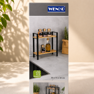 Wenko Gewürzregal 32x11x33cm Holz/schwarz