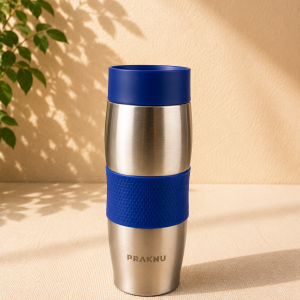 Praknu Thermobecher Kaffee To Go 400ml - Auslaufsicher - Hält Lange Warm - Spülmaschinenfest (Blau)