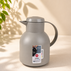 Emsa Samba Isolierkanne 504234 | 1 Liter | Quick Press Verschluss | 100% dicht | 12h heiß, 24h kalt | Beige