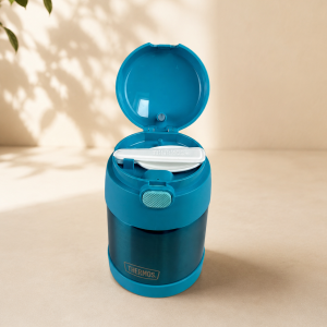 THERMOS kids FUNTAINER FOOD JAR 0,30l, ocean teal, Thermobehälter für Essen mit Löffel für Kinder, 5 h heiß / 7 h kalt, absolut dicht für Suppe, Müsli, Pause