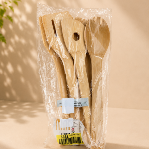 Joeji's Kitchen Küchenutensilien aus Bambus Koch Set aus Holz 6 Widerstandsfähige & stilvolle Bambus Utensilien Holzlöffel Bambusspatel geschlitzter Kochlöffel und Spatel Pfannenwender Spatel mit Loch
