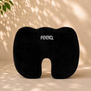 feela.® Orthopädisches Sitzkissen [3 Härtegrade] - Ergonomisches Sitzkissen für Bürostuhl & Co - Wirkt Schmerzreduzierend, Erhöht Sitzkomfort, Fördert Durchblutung und Entlastet das Steißbein (Hart)