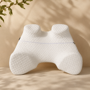 SAHEYER Seitenschläferkissen mit Armloch, Orthopädisches Nackenkissen Kopfkissen, Memory Foam Kissen mit Vier verstellbaren Armauflagen für Seiten-, Rücken- oder Bauchschläfer (weiß)