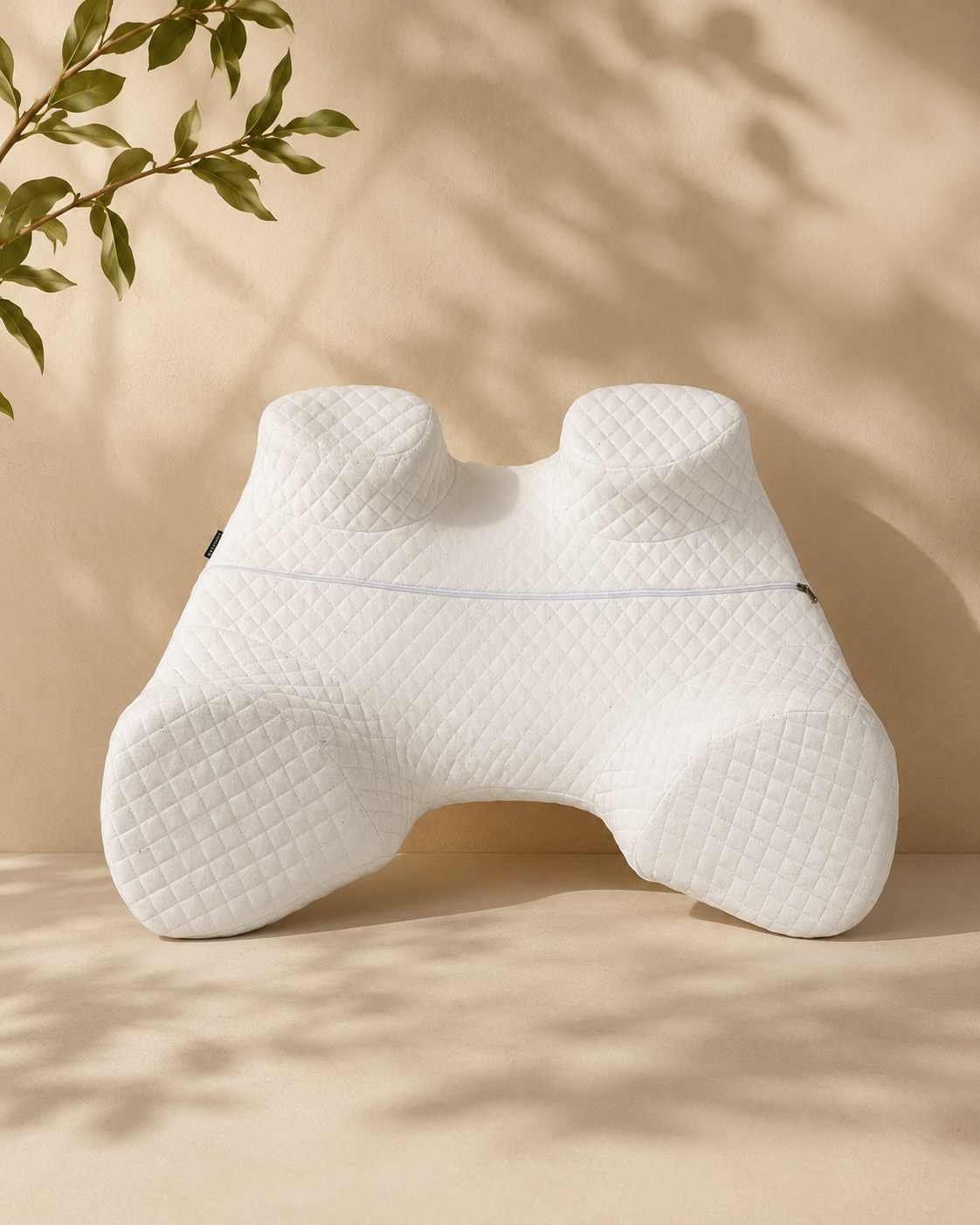 SAHEYER Seitenschläferkissen mit Armloch, Orthopädisches Nackenkissen Kopfkissen, Memory Foam Kissen mit Vier verstellbaren Armauflagen für Seiten-, Rücken- oder Bauchschläfer (weiß)